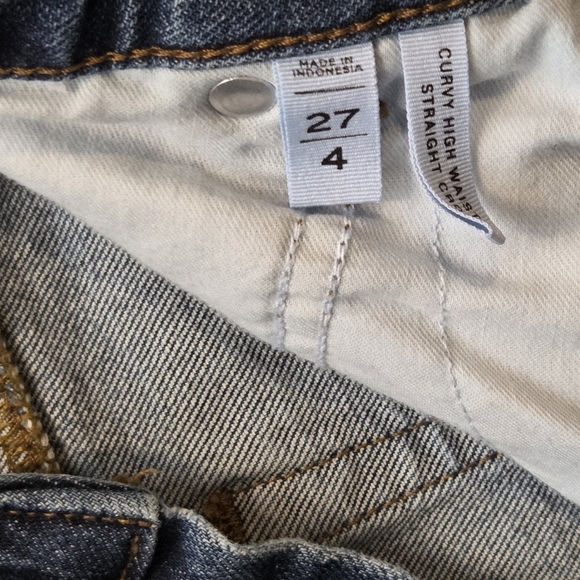 LOFT Straight Crop Jeans Womens Size 4 27 Medium Wash Raw Hem Preloved - Picture 6 of 12